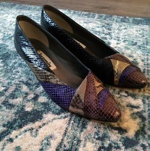 VINTAGE 80s Metallic Block Heel Pumps